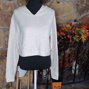 Rue21 Faux Fleece Cropped Floral Embroidered‎ Hoodie Sz S